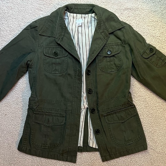 Giacca army green utility military jacket striped lining 100% cotton overcoat - Picture 4 of 16
